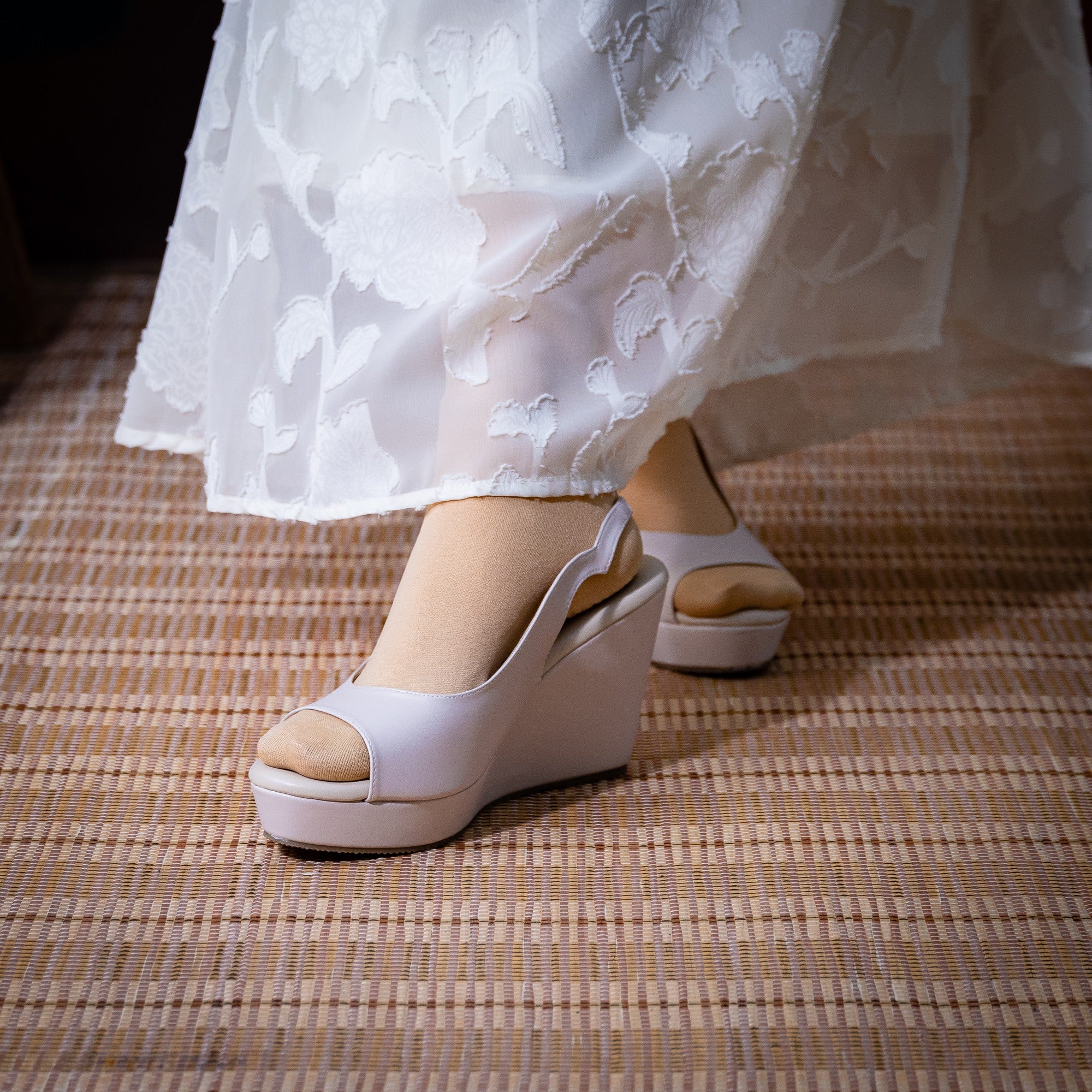 Elina Peep Toe Slingback Wedge
