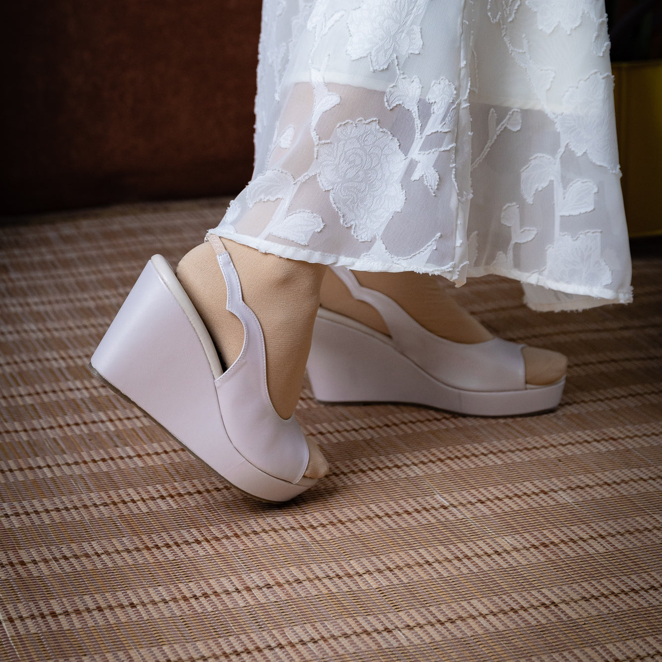Elina Peep Toe Slingback Wedge