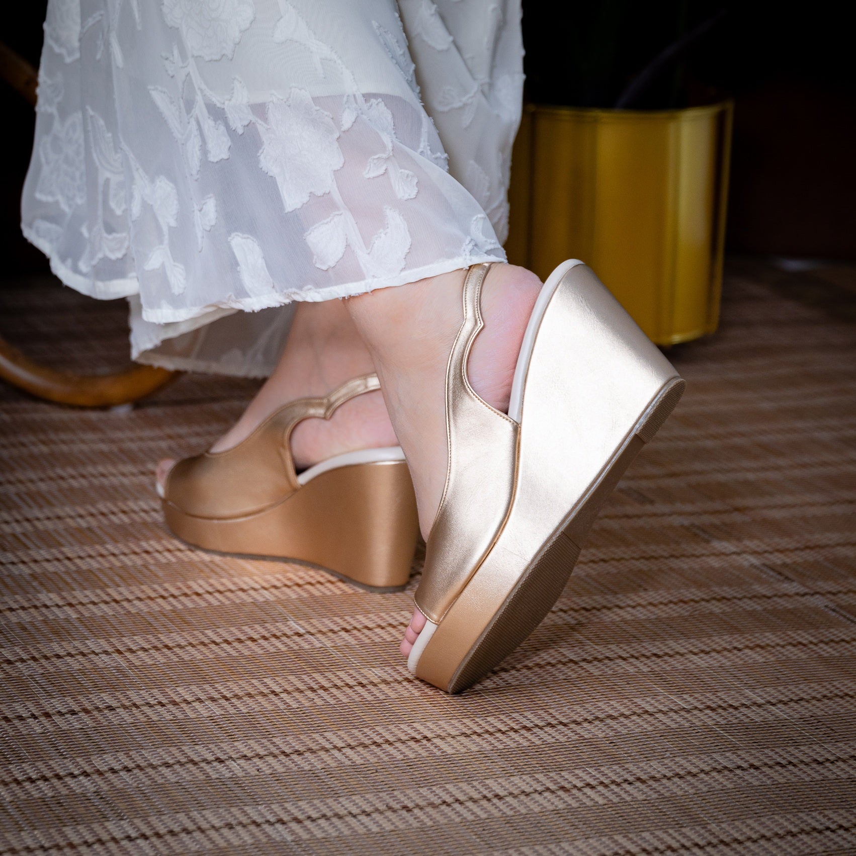 Elina Peep Toe Slingback Wedge