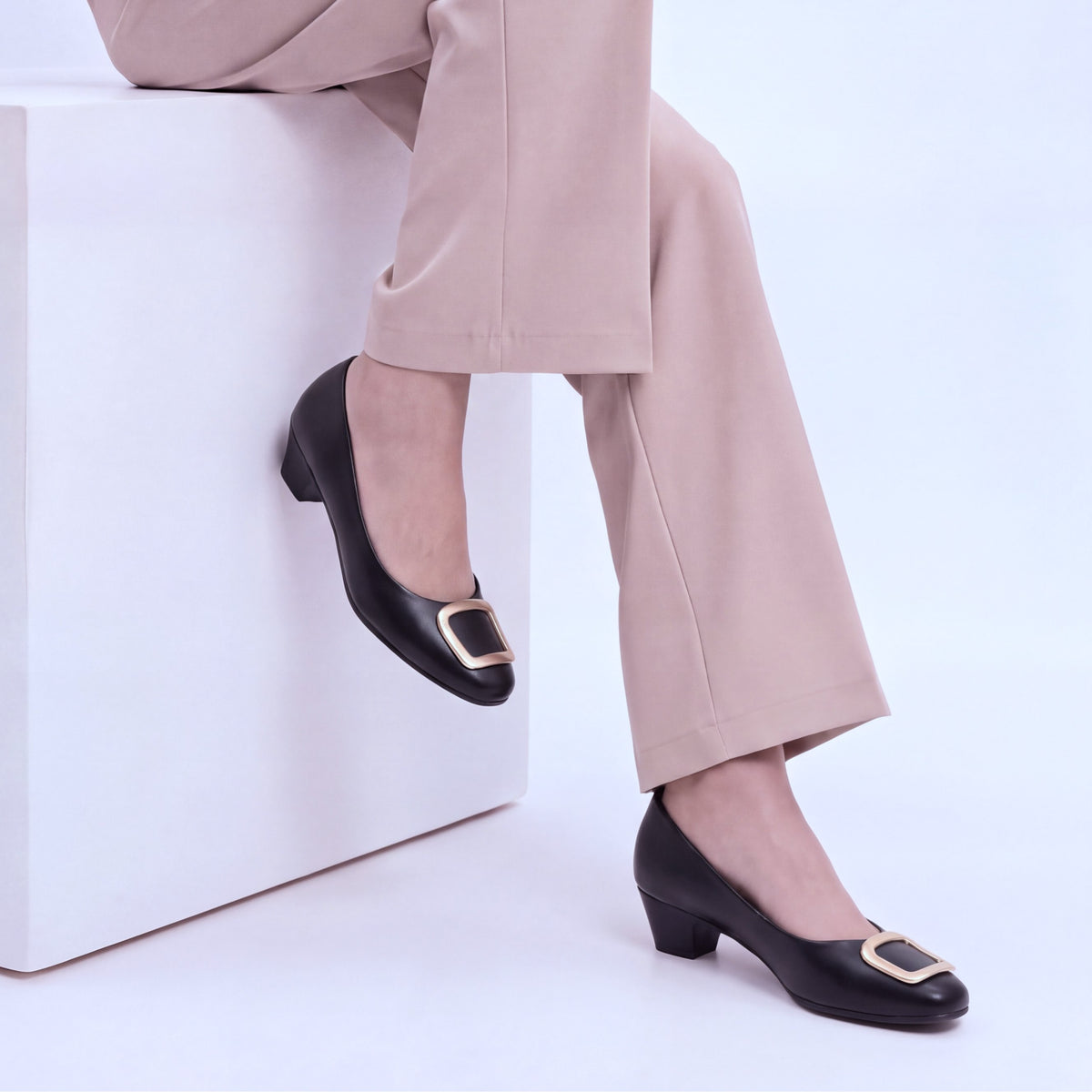 Evana Square Toe Pump Heel