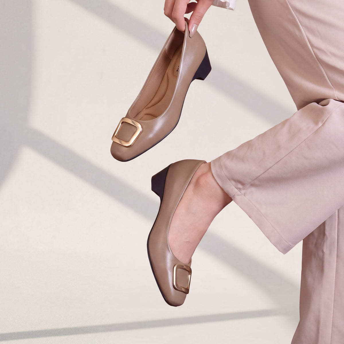 Evana Square Toe Pump Heel