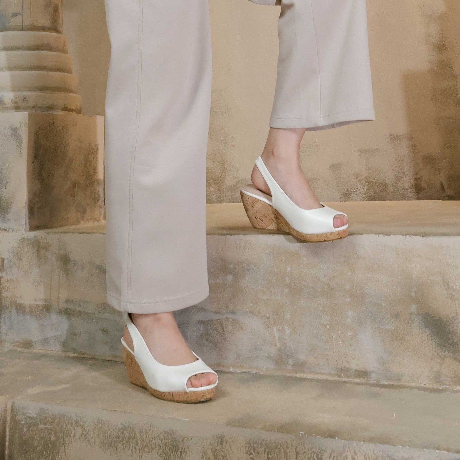 Layka Slingback Peep Toe Wedge
