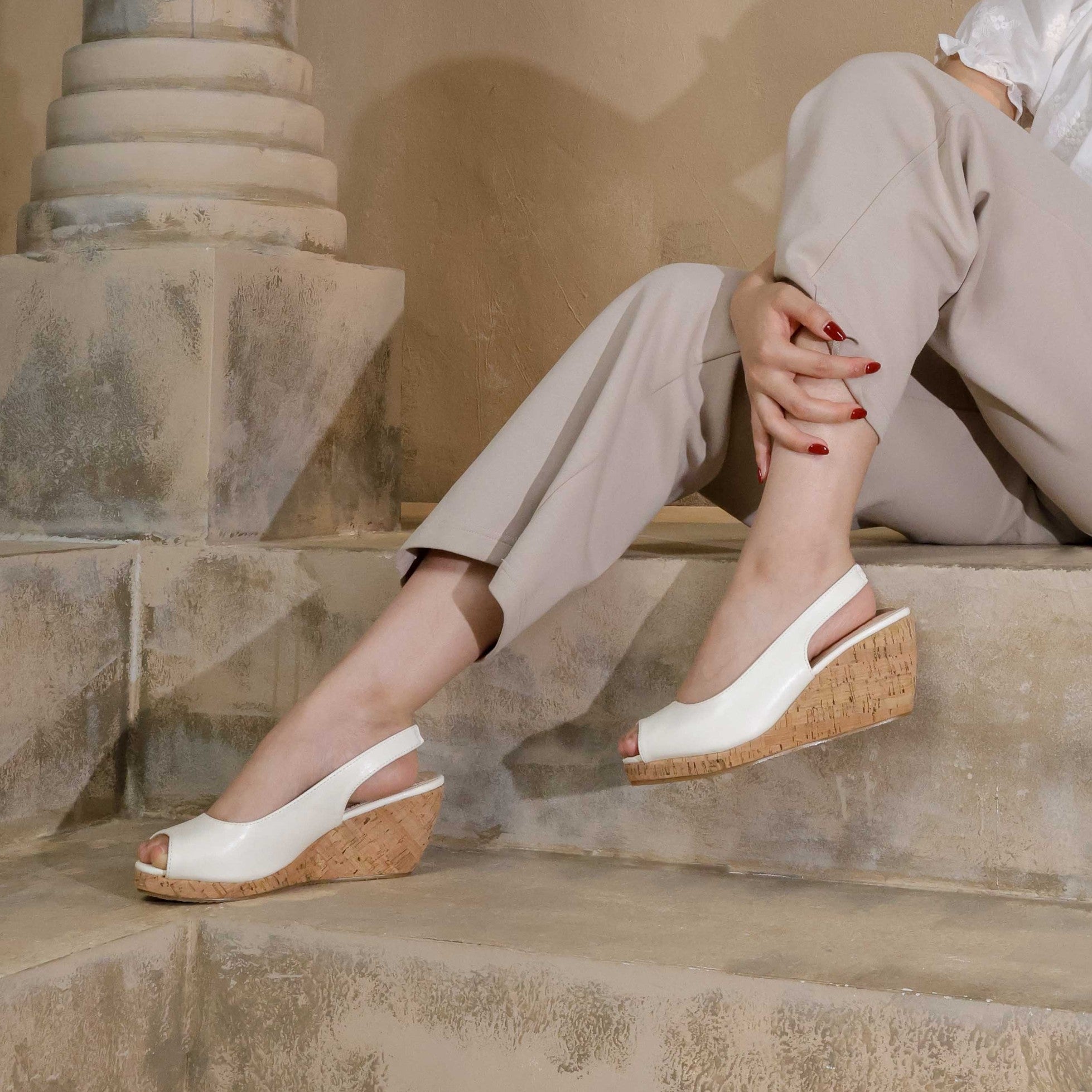 Layka Slingback Peep Toe Wedge