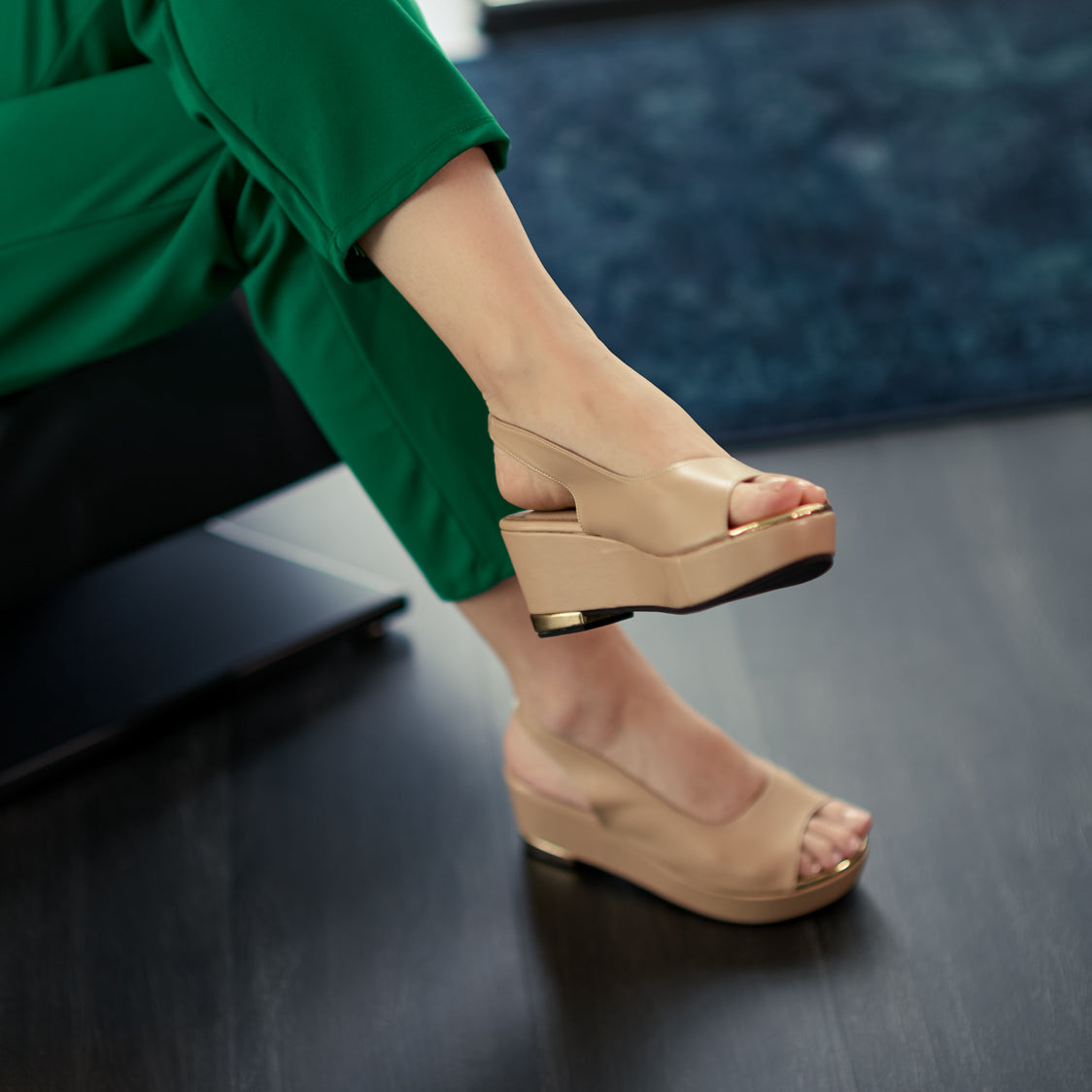 Dhea Slingback Peep Toe Wedge