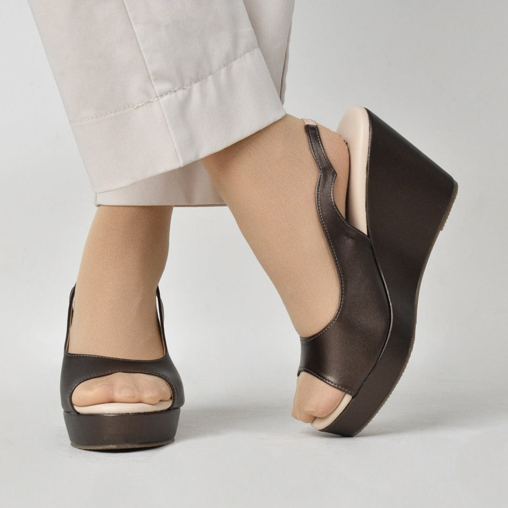 Elina Peep Toe Slingback Wedge