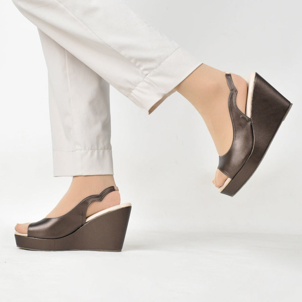 Elina Peep Toe Slingback Wedge