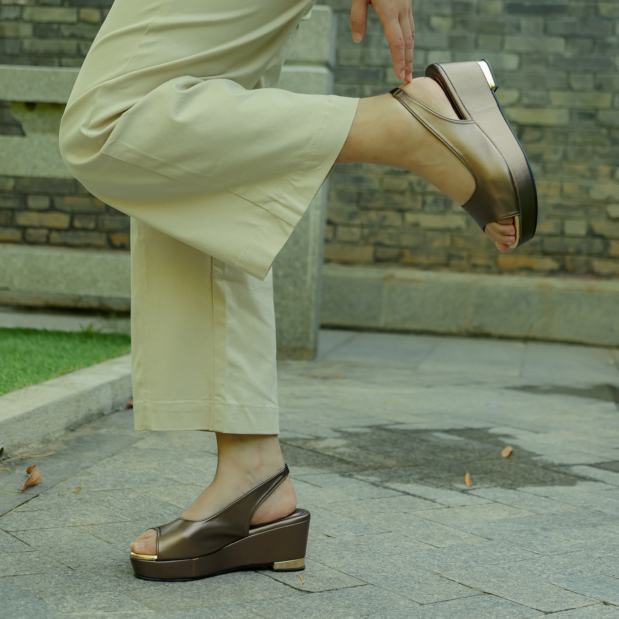 Dhea Slingback Peep Toe Wedge