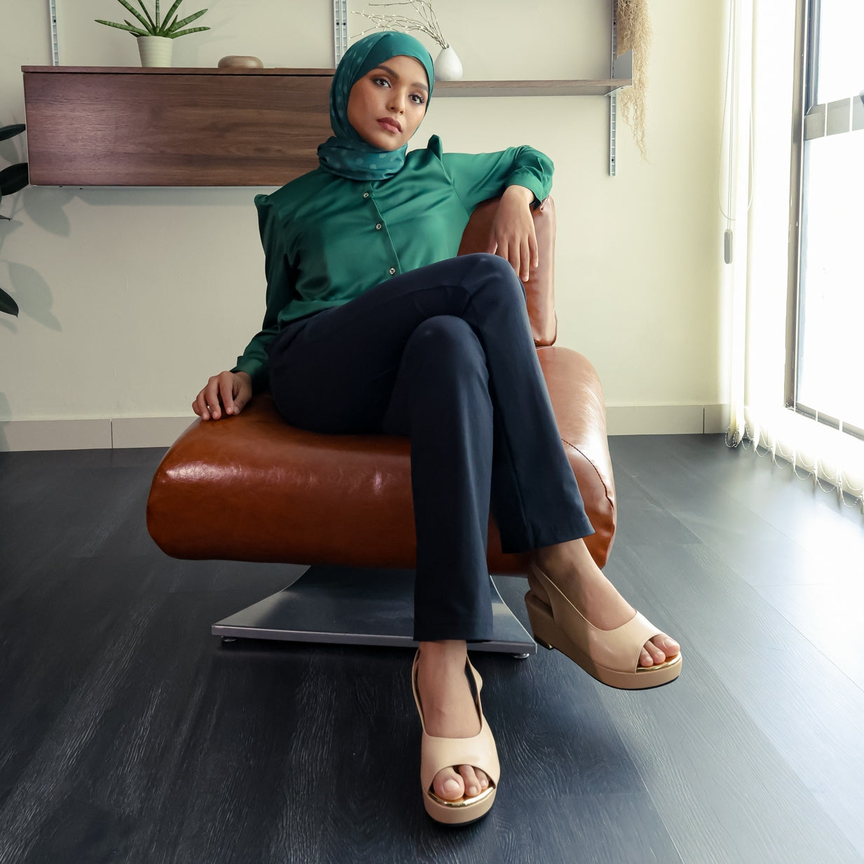 Dhea Slingback Peep Toe Wedge