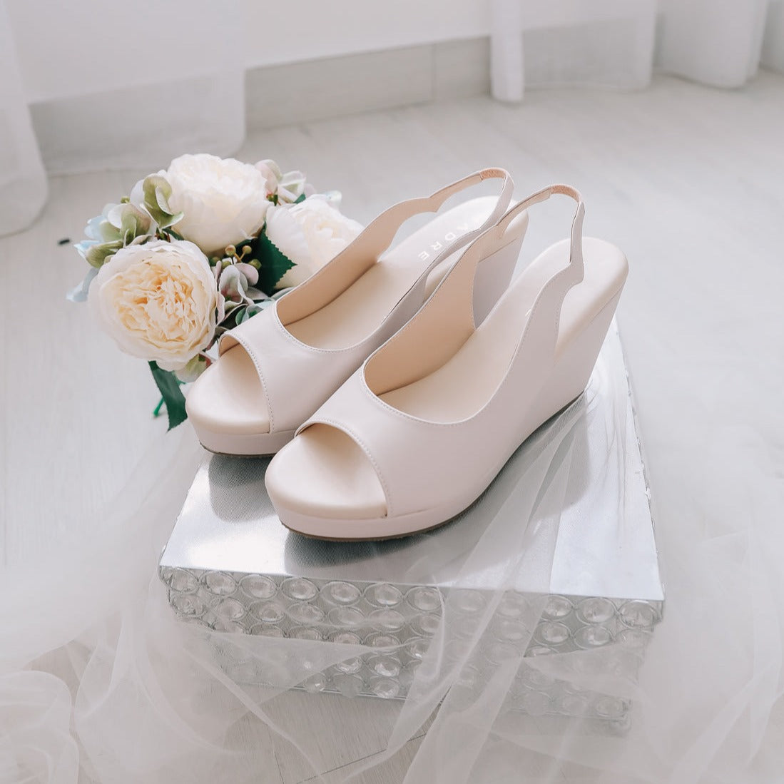 Elina Peep Toe Slingback Wedge