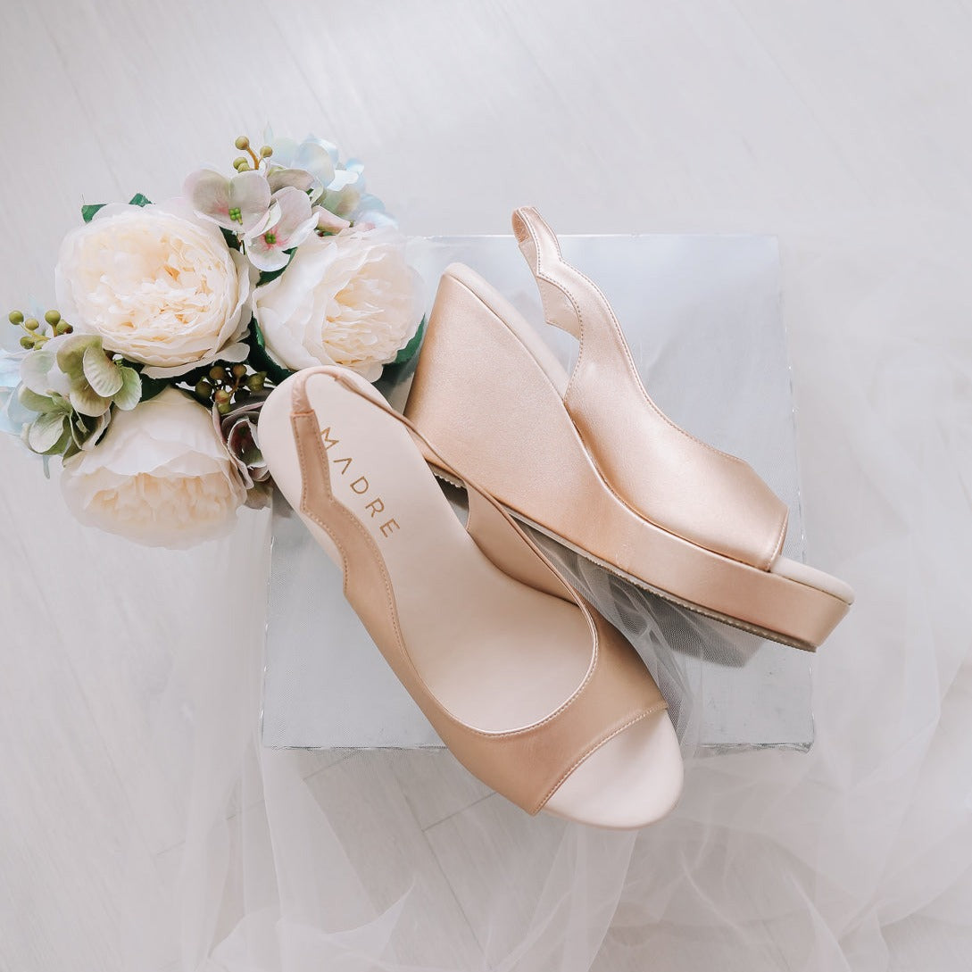 Elina Peep Toe Slingback Wedge