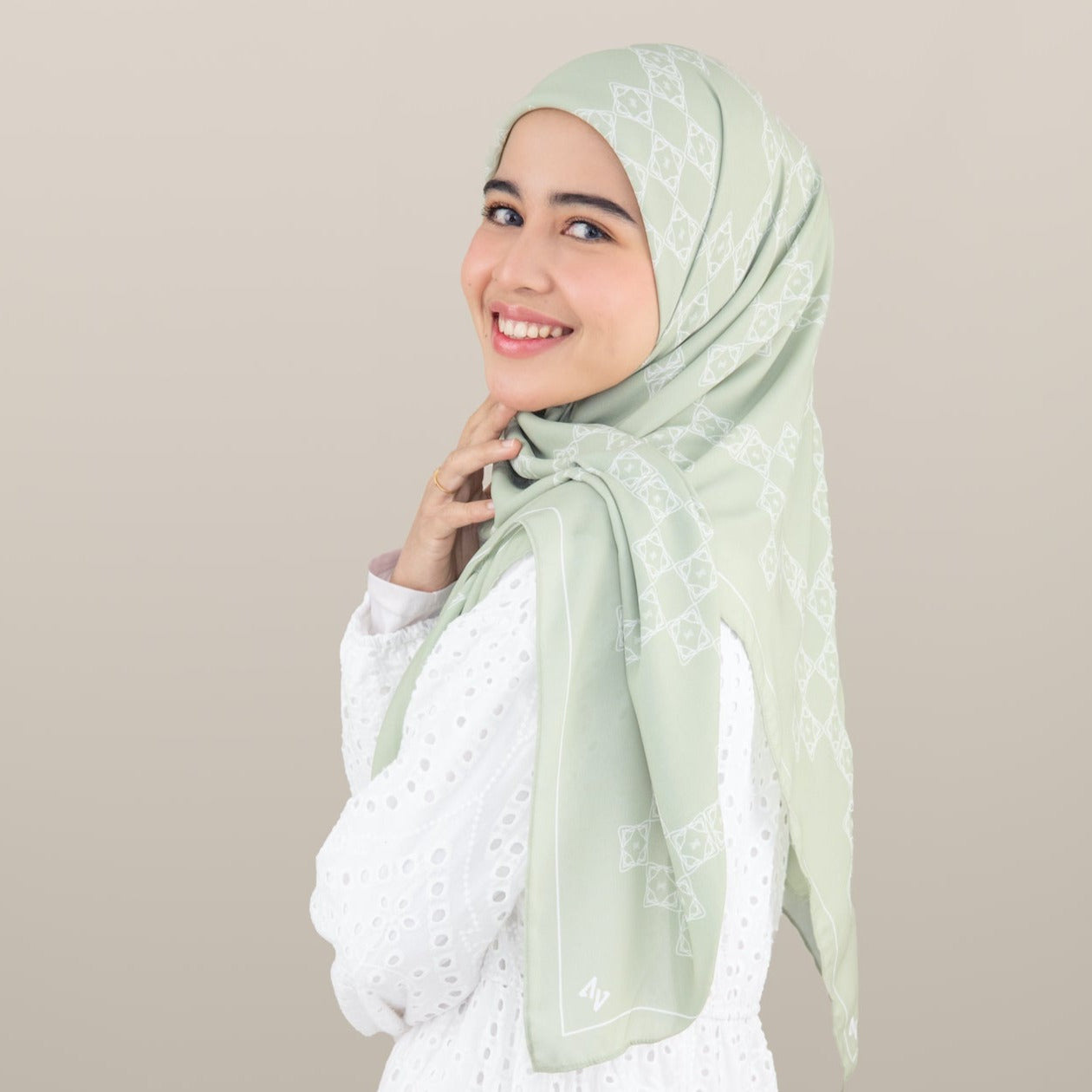 Sofea Square Hijab - Pistachio