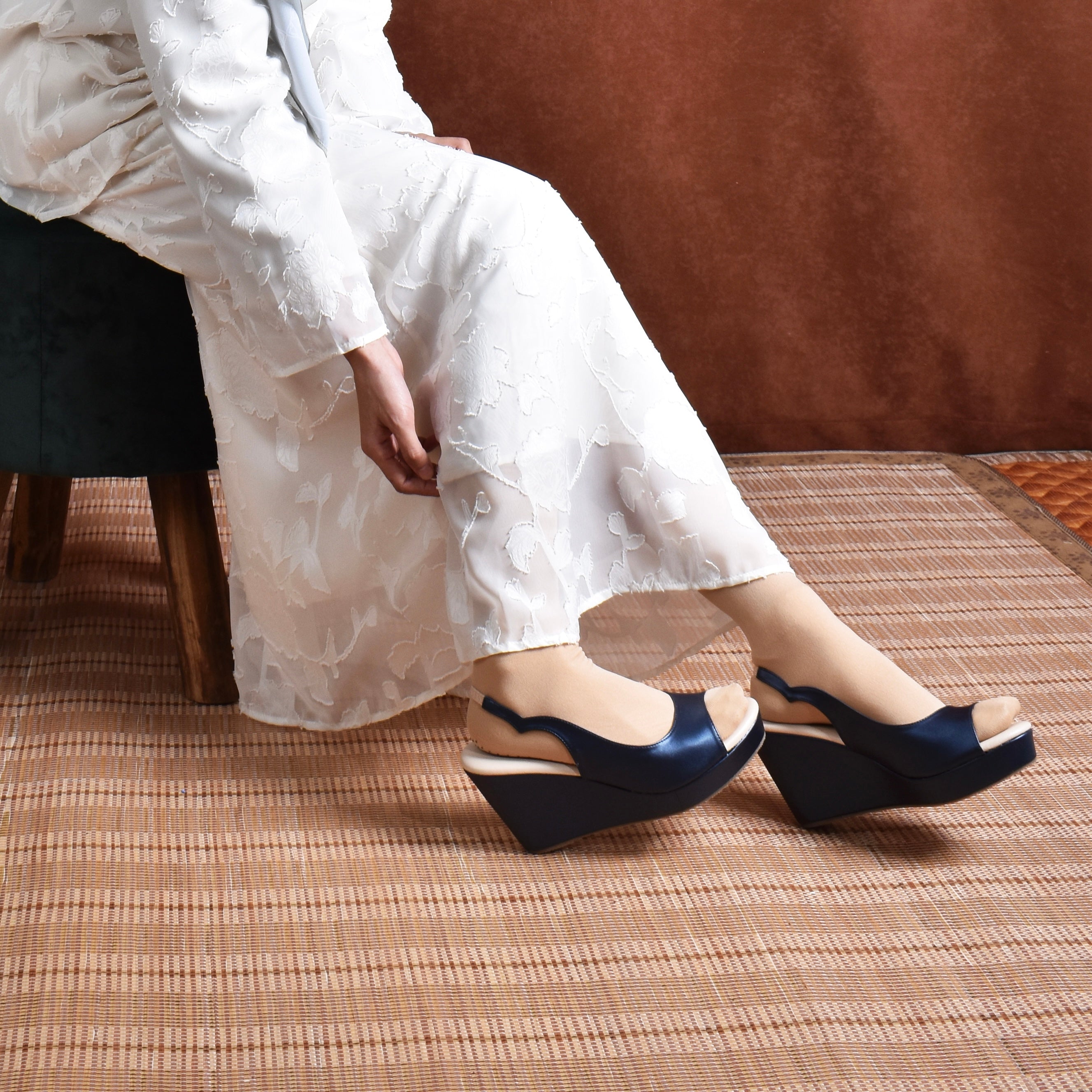 Elina Peep Toe Slingback Wedge